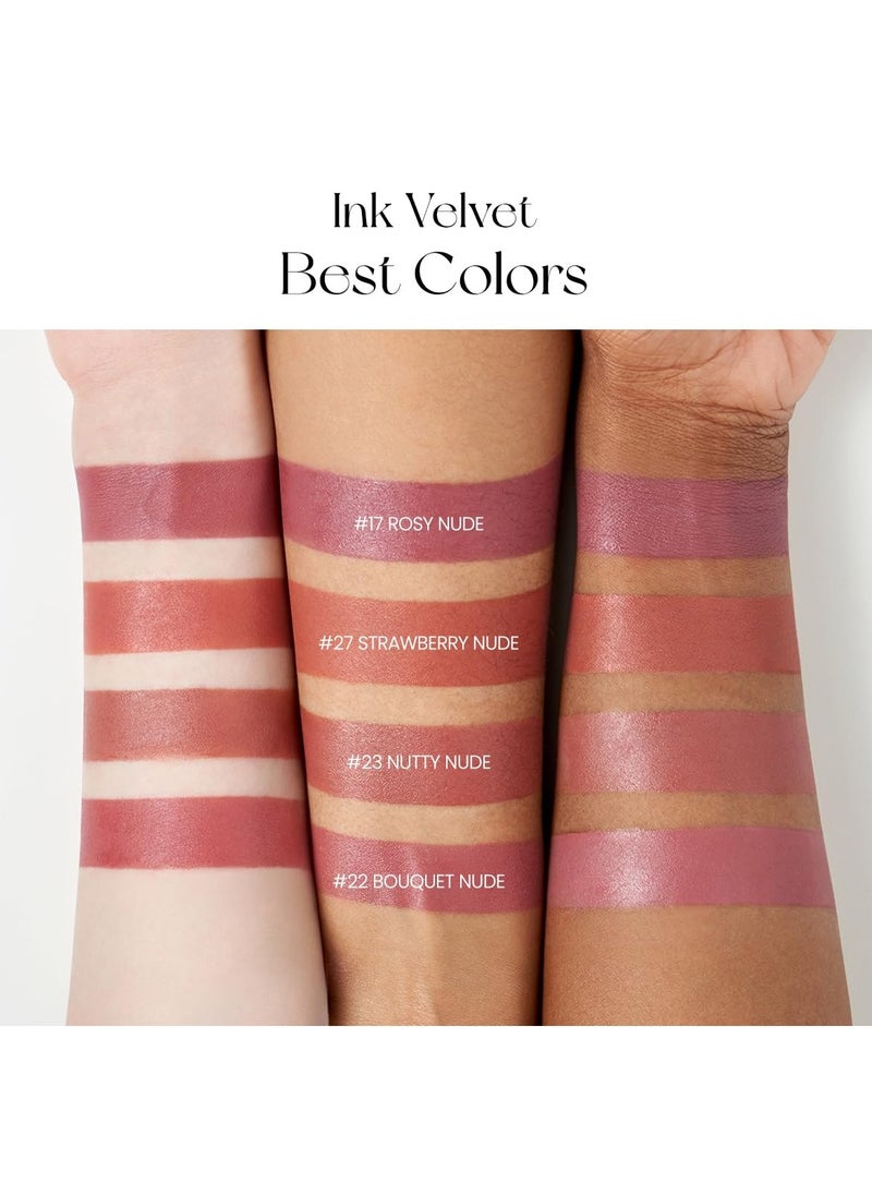 Peripera Ink the Velvet Lip Tint - High Pigment Color, Longwear, Weightless, Not Animal Tested, Gluten-Free, Paraben-Free (017 ROSY NUDE)