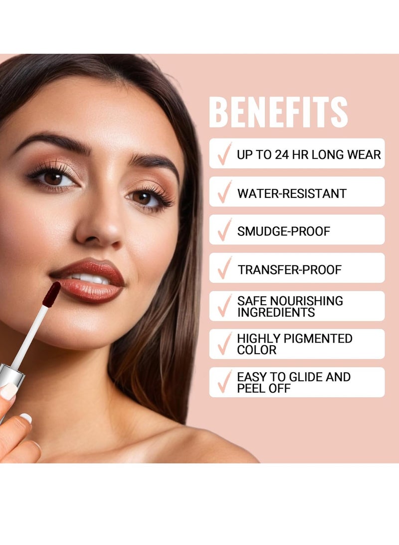 iMethod Lip Stain - Lip Liner Stain, Natural Long Lasting Lip Stain Peel Off, Waterproof Stay On All Day, Transfer-Proof, Highly Pigmented, Instant Peel Off Lip Stain Color, Nude Pink