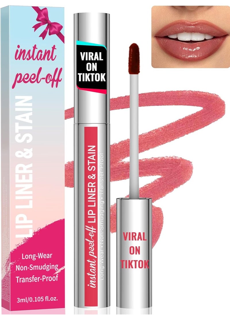 iMethod Lip Stain - Lip Liner Stain, Natural Long Lasting Lip Stain Peel Off, Waterproof Stay On All Day, Transfer-Proof, Highly Pigmented, Instant Peel Off Lip Stain Color, Nude Pink