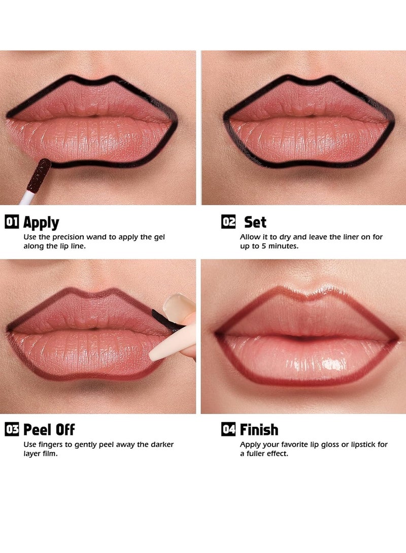 KIMUSE Peel Off Lip Liner Stain, Long Lasting Lip Tint Stain Peel Off, Waterproof, Transfer-Proof, Highly Pigmented Color Peel Off Lip Stain Liner, Matte Finish