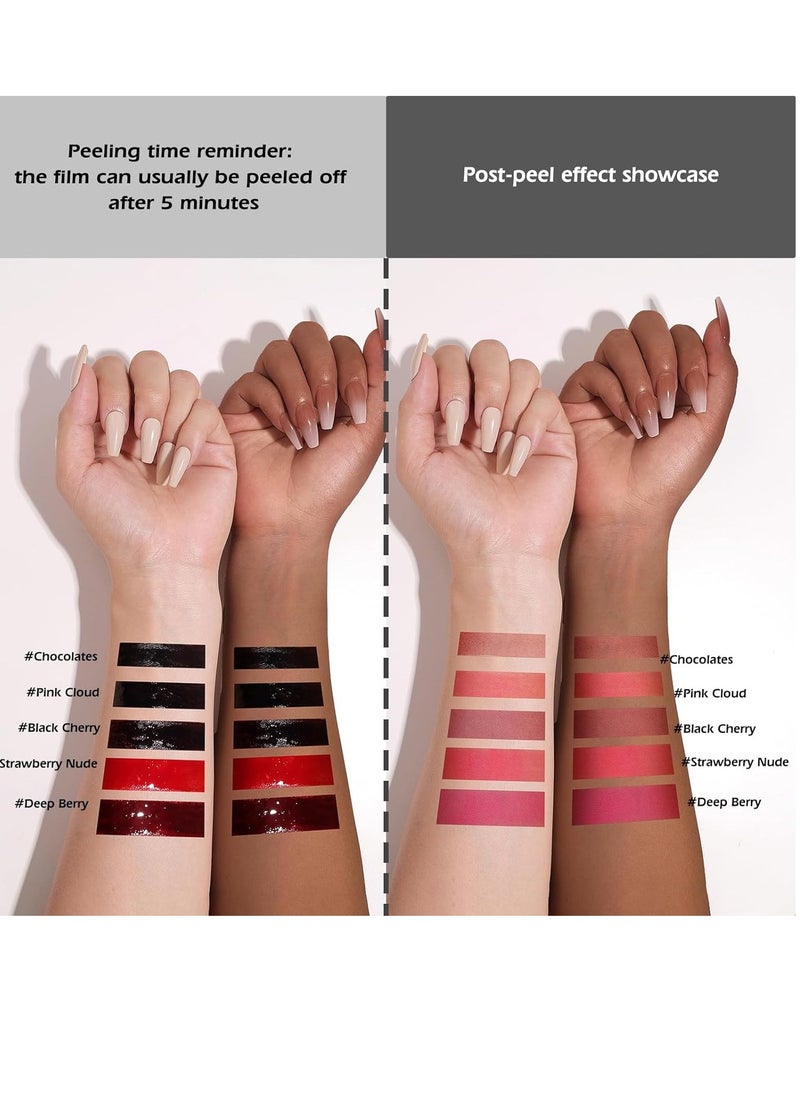 KIMUSE Peel Off Lip Liner Stain, Long Lasting Lip Tint Stain Peel Off, Waterproof, Transfer-Proof, Highly Pigmented Color Peel Off Lip Stain Liner, Matte Finish