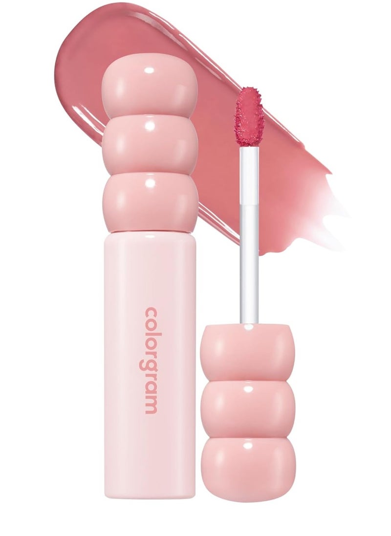 COLORGRAM Fruity Glass Tint 14 Sulky Lychee, Long-Lasting Glossy Lip Tint, Korean Beauty Lip Gloss Tint, Geek Nude Series