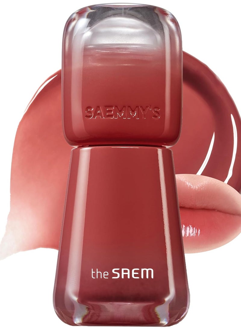 THESAEM Saemmy's Ade Shot Tint - Korean Lip Titnt, Water Gel Lip Stain with Plump Glowy Moisturizing Finish, Buildable Radiant Gloss, Long-Lasting Comfort, 0.1 fl.oz. (06 Apple Cinnamon)
