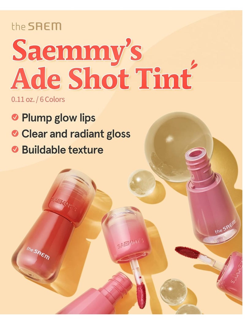 THESAEM Saemmy's Ade Shot Tint - Korean Lip Titnt, Water Gel Lip Stain with Plump Glowy Moisturizing Finish, Buildable Radiant Gloss, Long-Lasting Comfort, 0.1 fl.oz. (06 Apple Cinnamon)