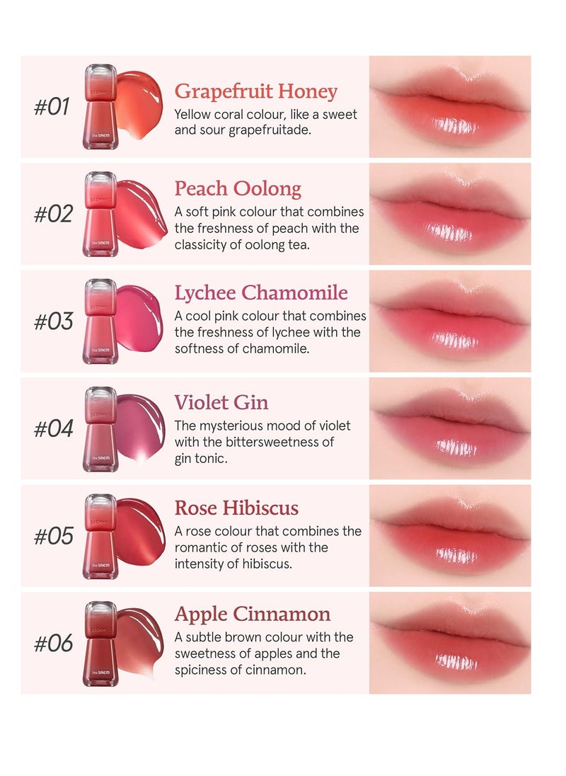 THESAEM Saemmy's Ade Shot Tint - Korean Lip Titnt, Water Gel Lip Stain with Plump Glowy Moisturizing Finish, Buildable Radiant Gloss, Long-Lasting Comfort, 0.1 fl.oz. (06 Apple Cinnamon)