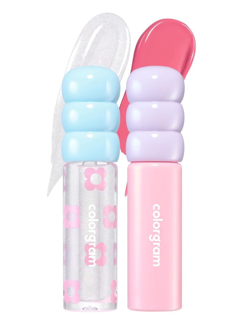 COLORGRAM FRUITY GLASS TINT MINI SET 03 COOL BEST SET, Portable & Cute Mini Size, Moisturizing, Long Lasting