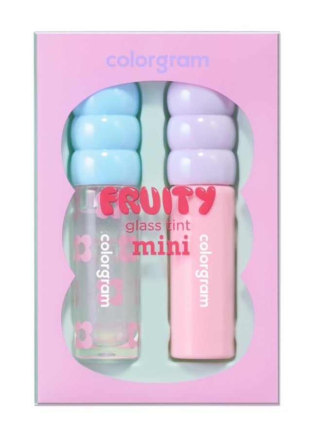 COLORGRAM FRUITY GLASS TINT MINI SET 03 COOL BEST SET, Portable & Cute Mini Size, Moisturizing, Long Lasting