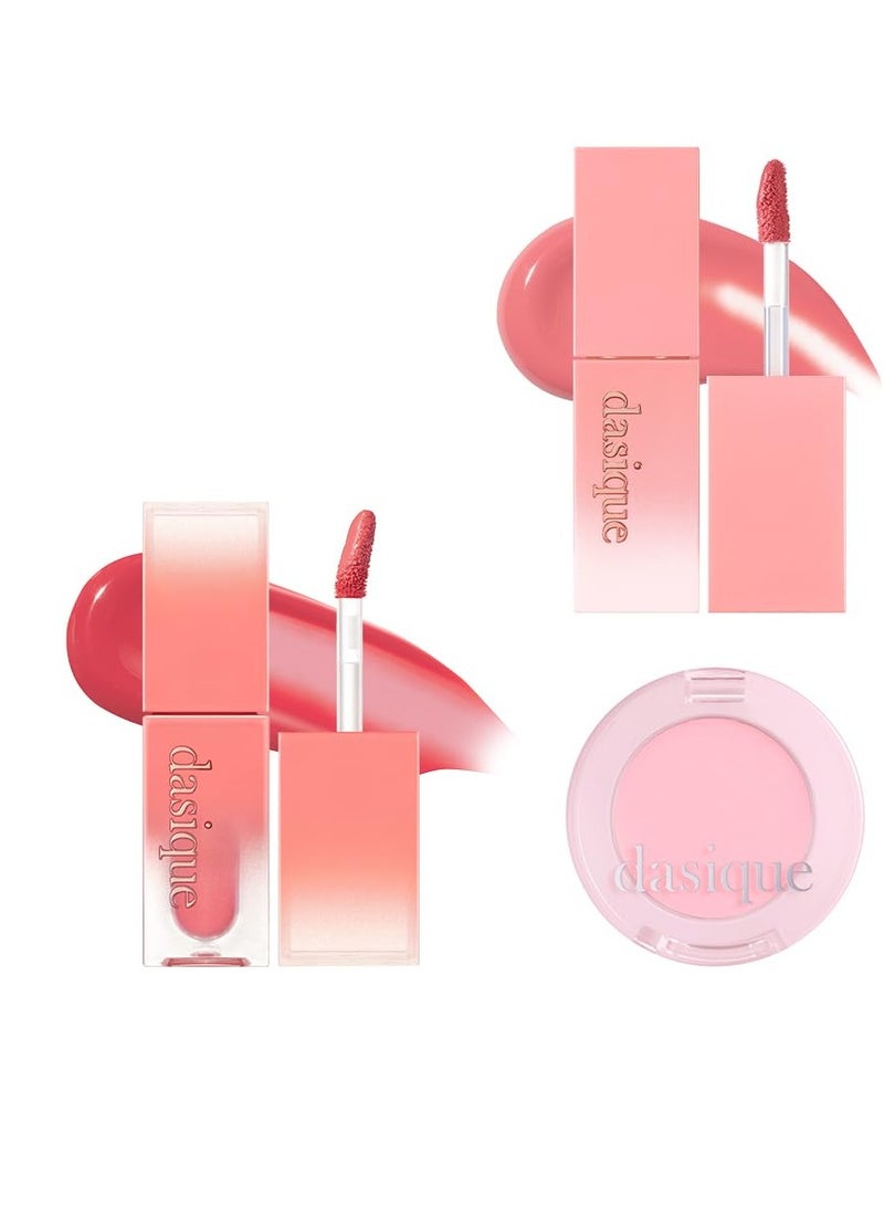 dasique Juicy Dewy Tint Duo Set #06 Rose Apple & #09 Peach Pudding | Gift Cream Blending Cheek Pink Choux