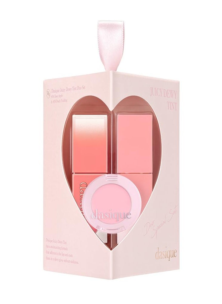 dasique Juicy Dewy Tint Duo Set #06 Rose Apple & #09 Peach Pudding | Gift Cream Blending Cheek Pink Choux
