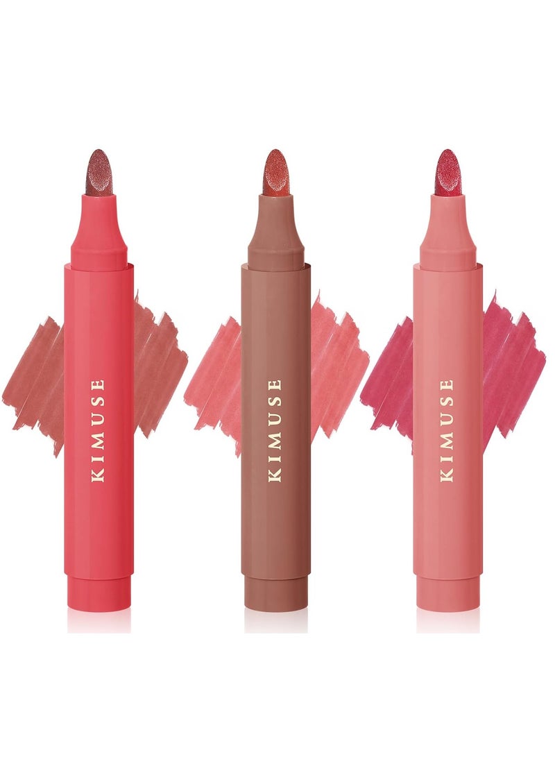 KIMUSE Lip Stain Tip Marker Set, Long Lasting Waterproof Smudgeproof Lip Liner Stain, Matte Natural Finish, All Day Wear Lip Color (Sunset Nudes)