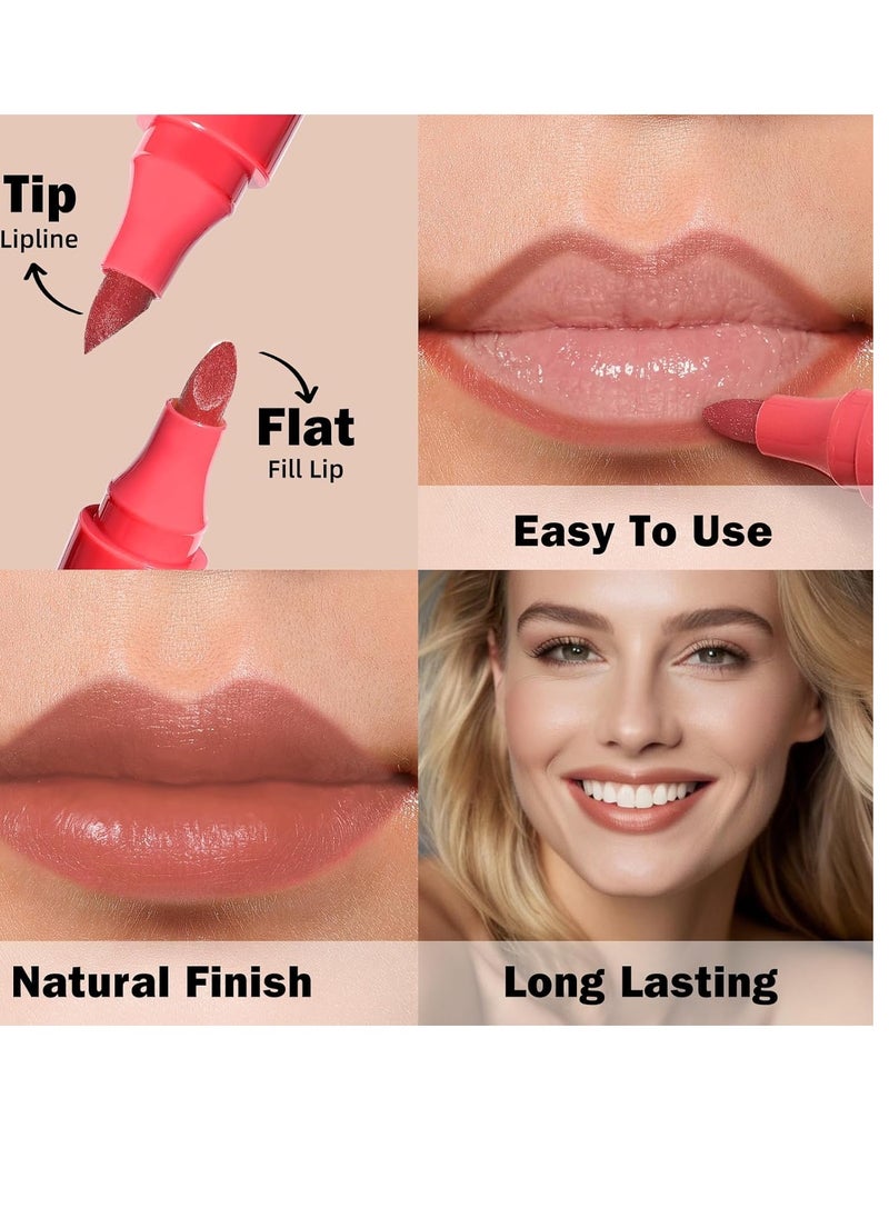 KIMUSE Lip Stain Tip Marker Set, Long Lasting Waterproof Smudgeproof Lip Liner Stain, Matte Natural Finish, All Day Wear Lip Color (Sunset Nudes)