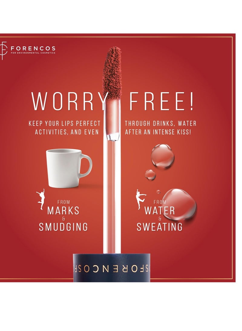 FORENCOS Long Lasting Waterproof Lip Stain Liquid Lipstick, Velvet Matte, Longwear, High Pigmentation, Tattoo Lips, Weightless, Smudge-proof, Non-Sticky, Korean Lip Tint Stain Makeup (32 Rosier)