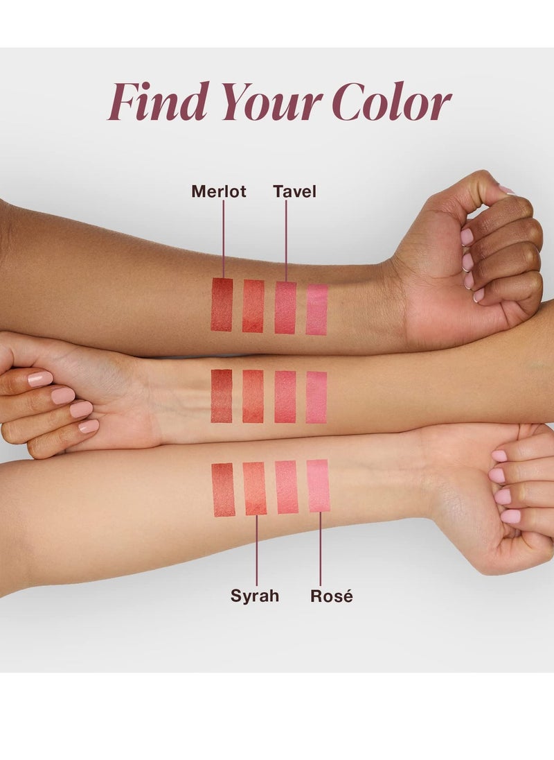 Mineral Fusion 2-in-1 Lip & Cheek Stain Merlot, 0.10 fl oz, Deep Cherry Red hydrating, long-lasting, matte lip and cheek color