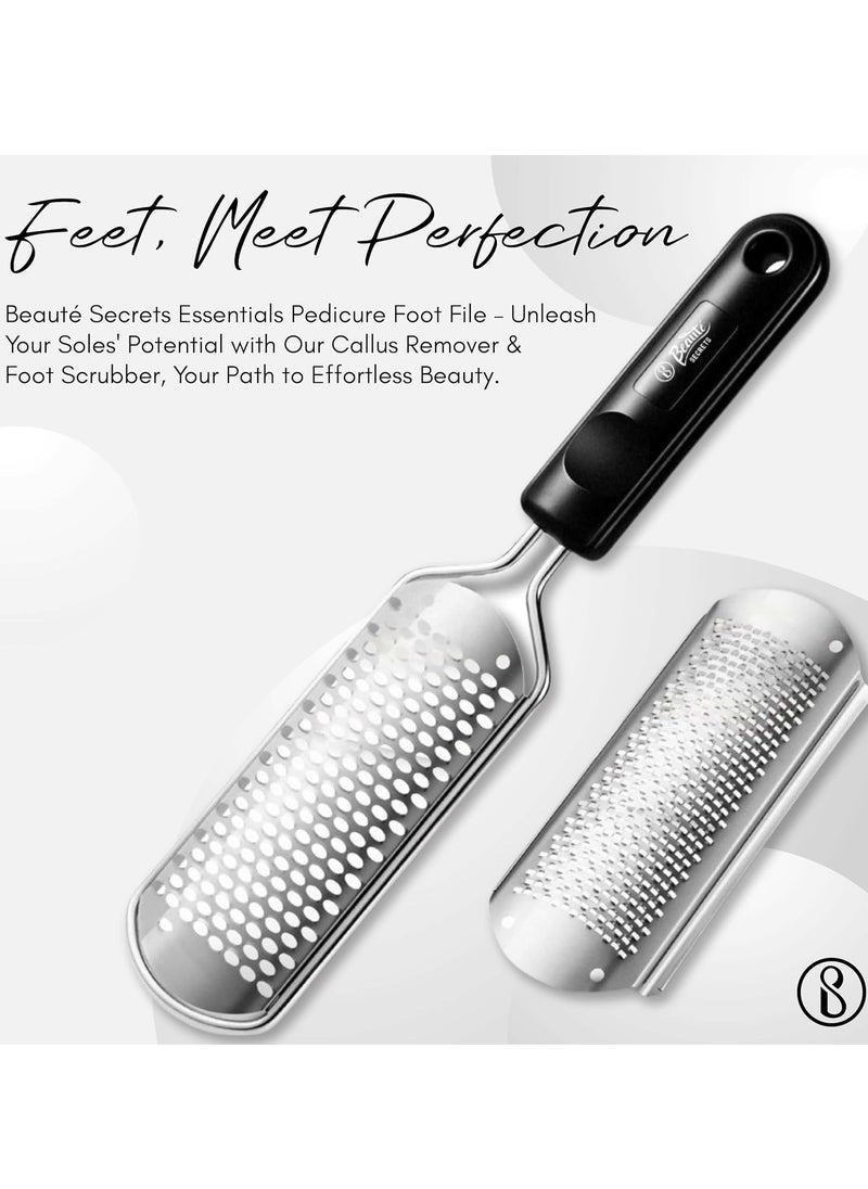 Essentials Pedicure Foot File Callus Remover, Foot Scrubber Removes Hard Skin, Can Be Used On Both Dry And Wet Feet, Foot Rasp (Black)