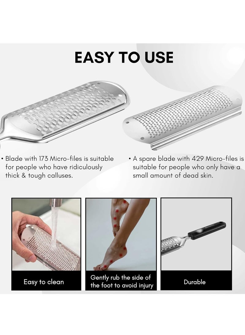 Essentials Pedicure Foot File Callus Remover, Foot Scrubber Removes Hard Skin, Can Be Used On Both Dry And Wet Feet, Foot Rasp (Black)