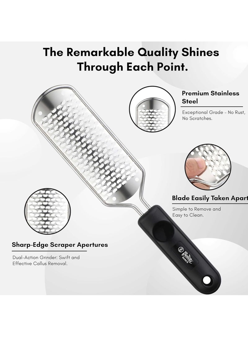 Essentials Pedicure Foot File Callus Remover, Foot Scrubber Removes Hard Skin, Can Be Used On Both Dry And Wet Feet, Foot Rasp (Black)
