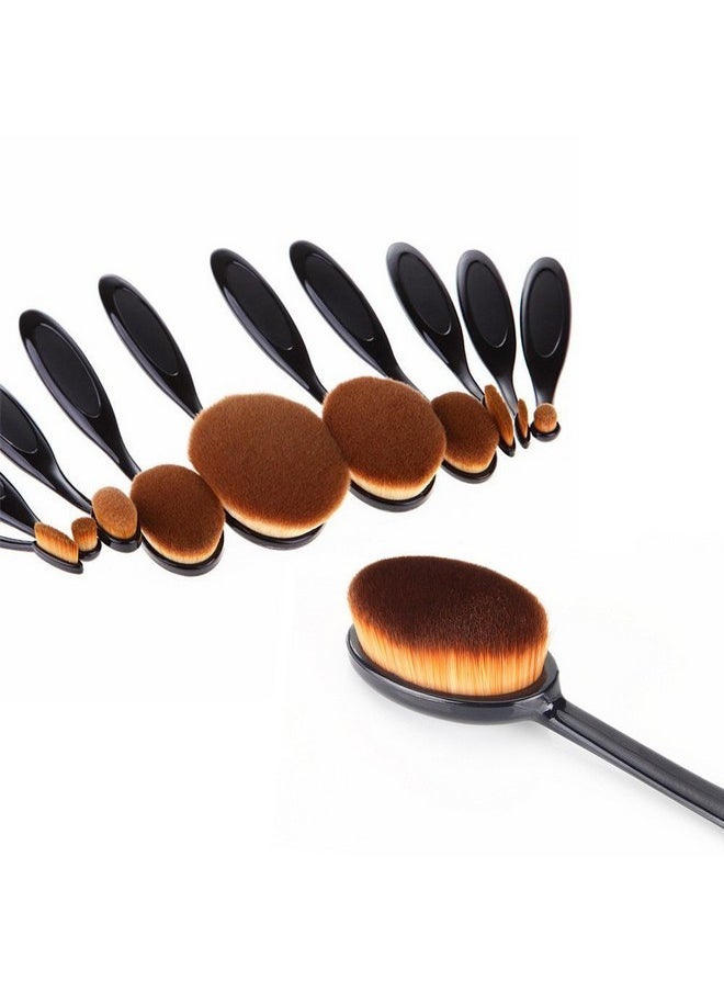 Imported 11Pcs Black Toothbrush Curve Makeup Tool Oval Foundation Brush-54003203Mg