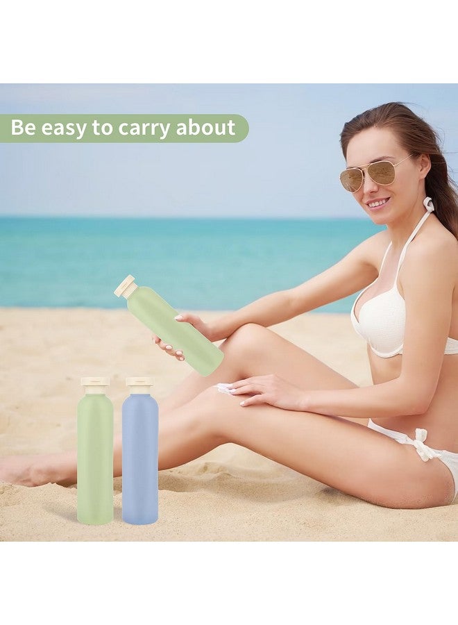 Squeeze Bottles 2 Pack Refillable Plastic Travel Containers Empty Bottles With Disc Top Flip Cap Travel Accessories For Shampoo Creams Lotion Conditioner (Green Blue, 260Ml)