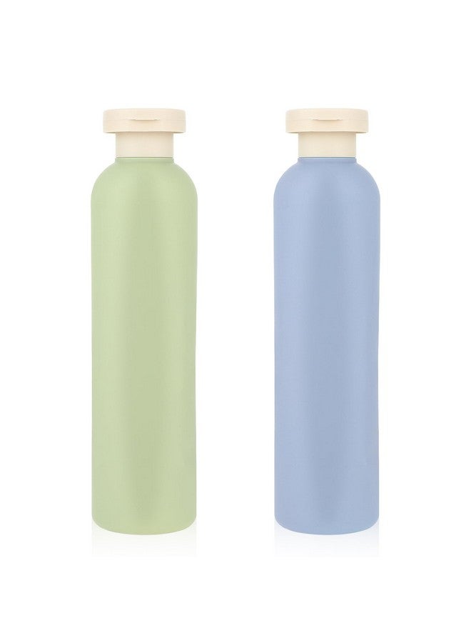 Squeeze Bottles 2 Pack Refillable Plastic Travel Containers Empty Bottles With Disc Top Flip Cap Travel Accessories For Shampoo Creams Lotion Conditioner (Green Blue, 260Ml)