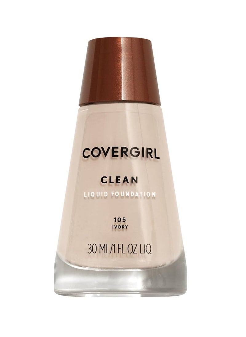 COVERGIRL Clean Makeup Foundation Normal Skin Ivory 105, 1 oz (packaging may vary)