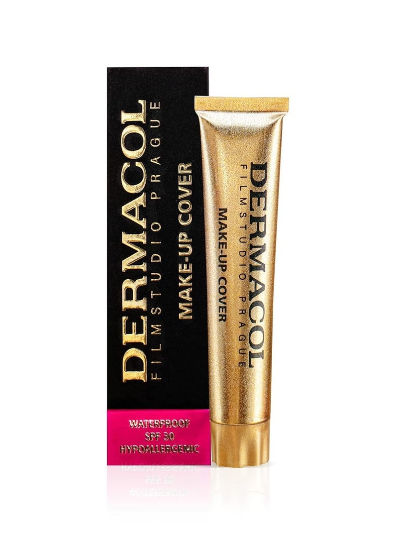 Dermacol - Full Coverage Foundation, Liquid Makeup Matte Foundation with SPF 30, Waterproof Foundation for Oily Skin, Acne, & Under Eye Bags, Long-Lasting Makeup Products, 30g, Shade 208