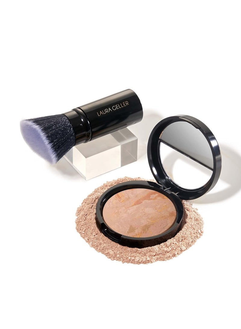 LAURA GELLER NEW YORK Baked Balance-n-Brighten Foundation with Kabuki Brush Makeup Set, Fair