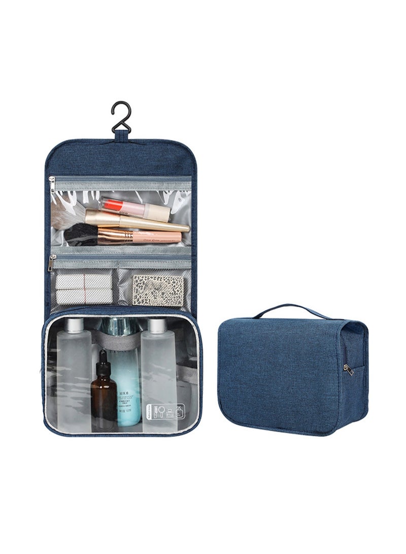 Hangable Toiletry Bag, Men'S And Women'S Business Dry And Wet Separation Bag, Travel Toiletry Storage Bag, Washing And Care Set Storage -Pvc Window Hook Toiletry Bag (Navy Blue)