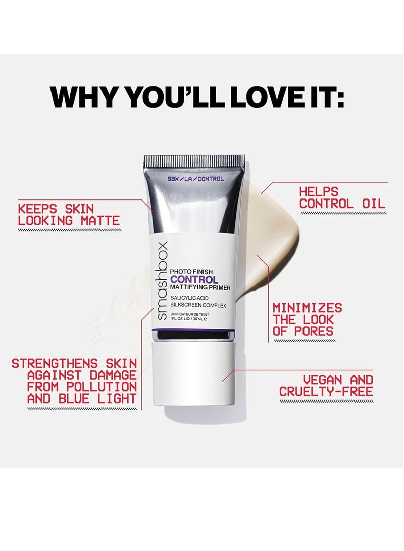 Smashbox Photo Finish Control Mattifying Makeup Primer| Salicylic Acid, Matte, Oil-Control, Vegan + Cruelty Free