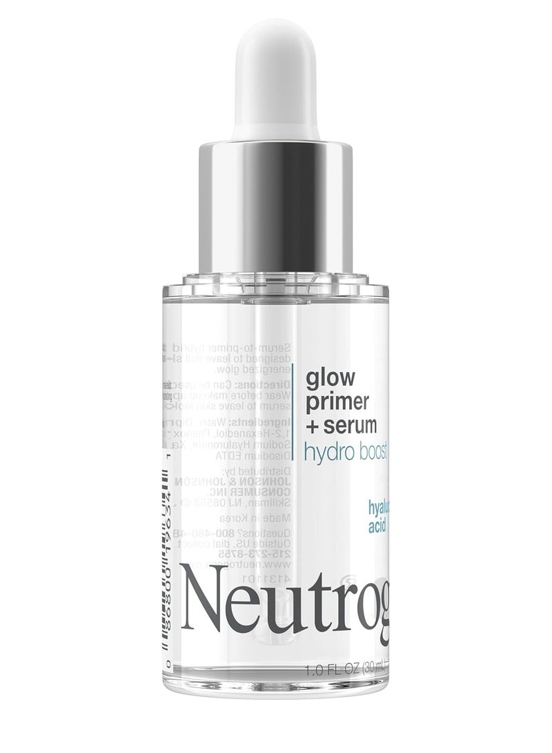 Neutrogena Hydro Boost Glow Booster Primer & Serum, Hydrating & Moisturizing Face Serum-to-Primer Hybrid, Infused with Purified Hyaluronic Acid & Designed to Instantly Hydrate, 1.0 fl. Oz