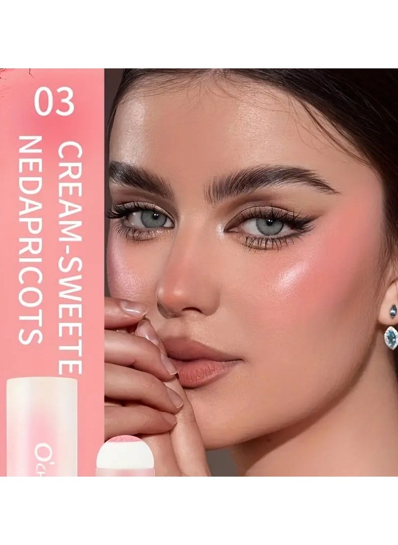 O'CHAI Waterproof Blush Stick for Medium Skin Tone - Matte Finish, Medium Coverage, Pink Color Tone, Comfortable Sponge Head Applicator (4 Shades Set) #3