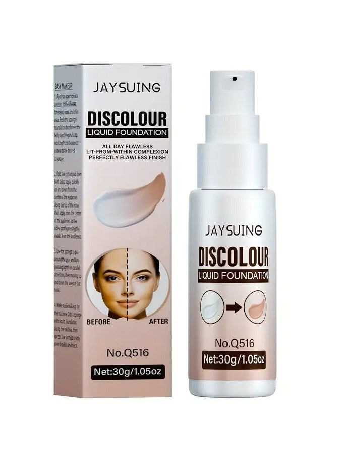 Color-Changing Liquid Foundation - Brightens & Conceals, Long-Lasting, Moisturizing for All Skin Tones