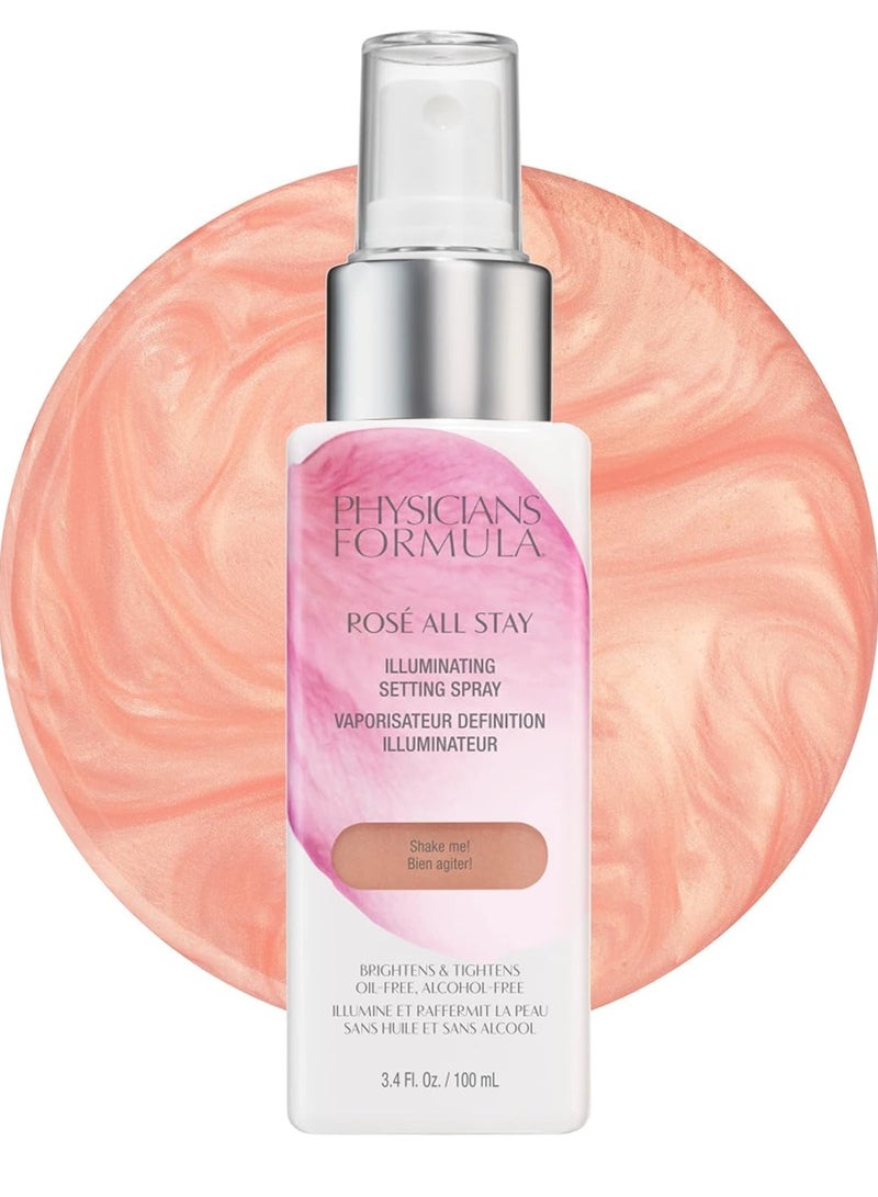 Physicians Formula Rosé All Stay Illuminating Setting Spray For Makeup, Oil-Free, Alcohol-Free, Antioxidants | Dermatologist Tested, Clinicially Tested