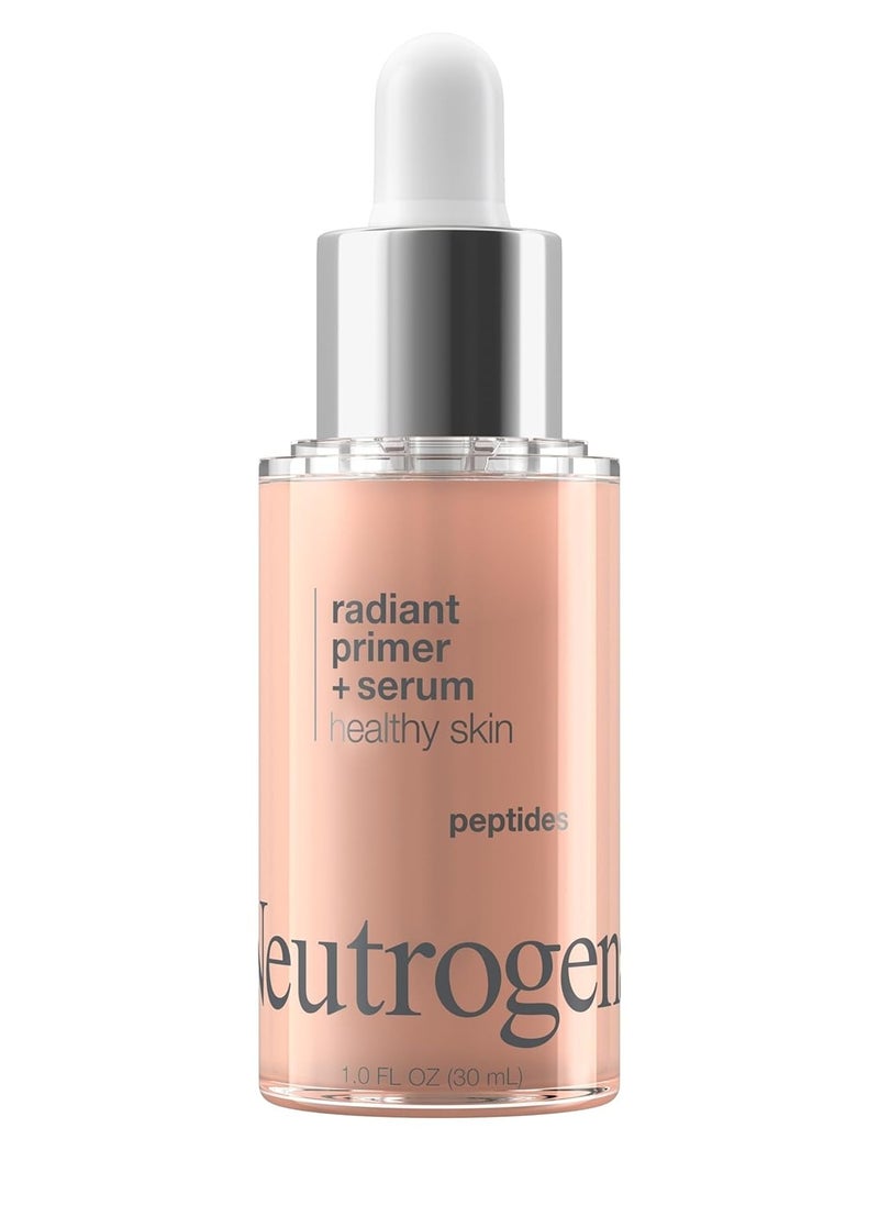 Neutrogena Healthy Skin Radiant Booster Primer & Serum, Skin-Evening Serum-to-Primer with Peptides & Pearl Pigments, Evens the Look of Skin's Tone & Smooths Texture, 1.0 fl. Oz