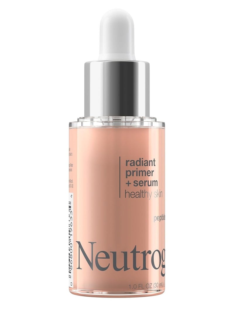 Neutrogena Healthy Skin Radiant Booster Primer & Serum, Skin-Evening Serum-to-Primer with Peptides & Pearl Pigments, Evens the Look of Skin's Tone & Smooths Texture, 1.0 fl. Oz