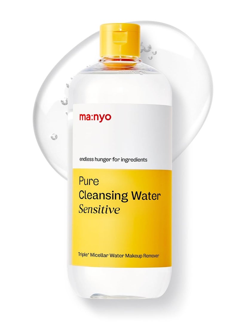 ma:nyo Pure Cleansing Water Sensitive (16.9 fl oz/500ml) - Triple+ Micellar Technology, Makeup Removal Cleanser, Gentle Face Cleanser for all skin types, Cleanses and Hydrates Skin