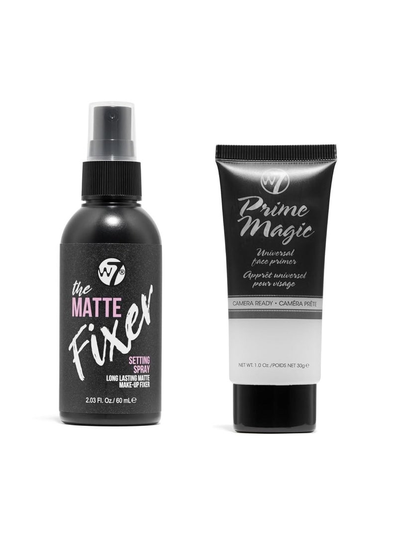 W7 The Fixer Matte Set - Setting Spray & Primer Duo - Natural, Matte Finish