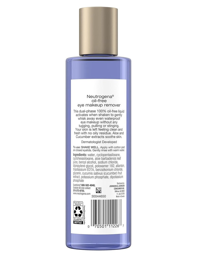 Neutrogena Gentle Oil-Free Eye Makeup Remover & Cleanser for Sensitive Eyes, Non-Greasy Makeup Remover, Removes Waterproof Mascara, Dermatologist & Ophthalmologist Tested, 8.0 fl. oz