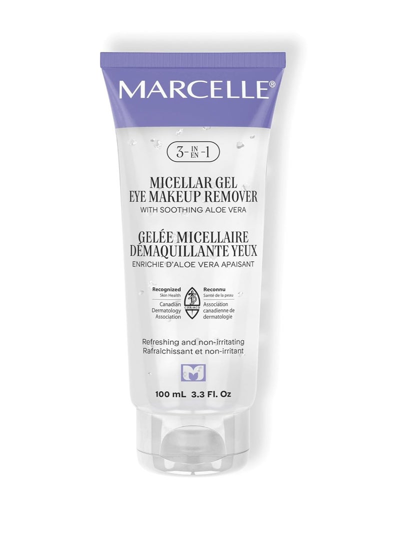 Marcelle 3-in-1 Micellar Gel Eye Makeup Remover, Hypoallergenic and Fragrance-Free, 3.3 fl oz