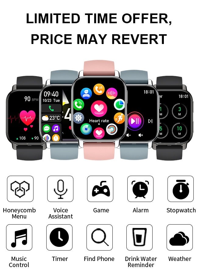 Korean Brand P5S Smart Watch,Business Smartwatch,Waterproof Fitness Watch, Bluetooth Calling,Smart watch for Men, Zinc Alloy Vacuum Plating, Heart Rate Monitoring,Smart watch for women Gold dial + pink strap