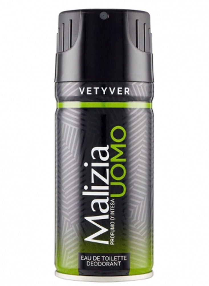 Malizia Uomo Deo Vetyver Body Spray 150 ml (Pack of 3)