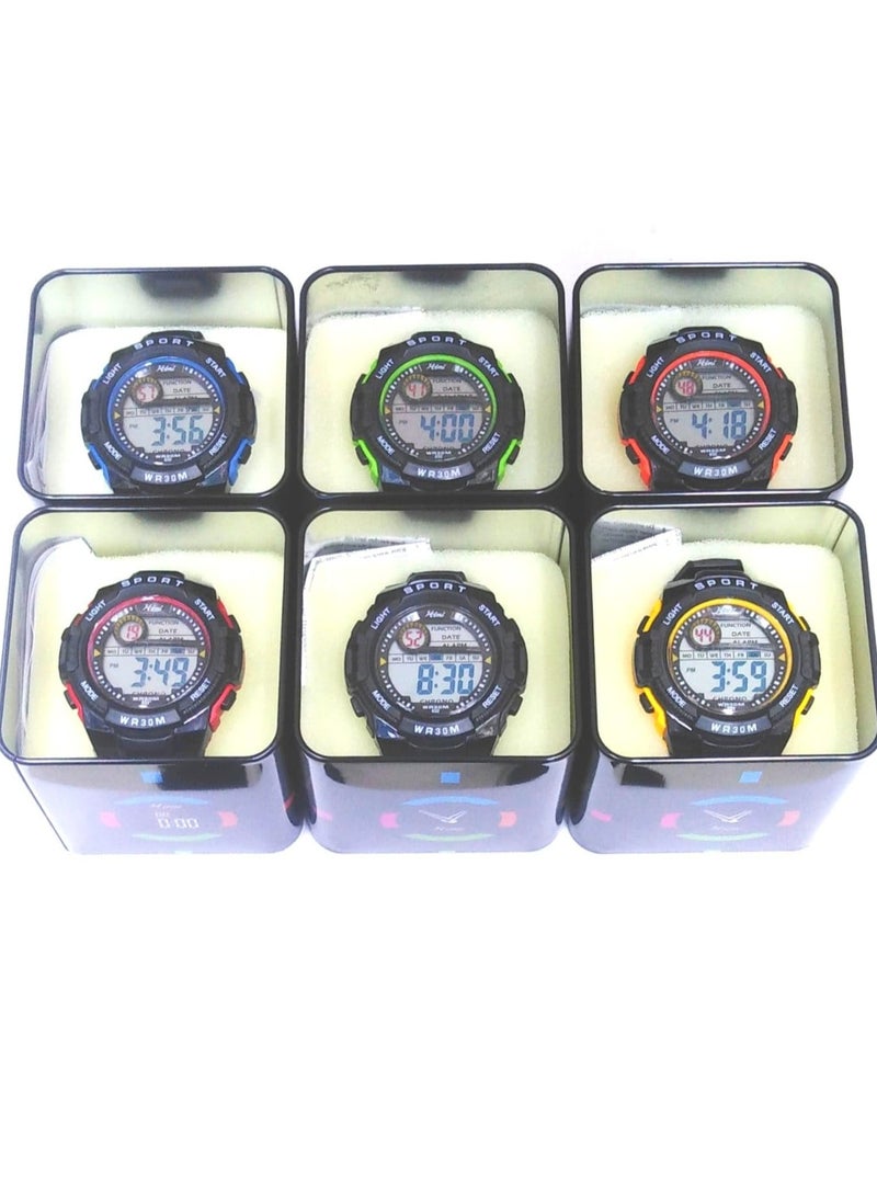 Children Digital Sports Watches, Water Resistant, Set of 12