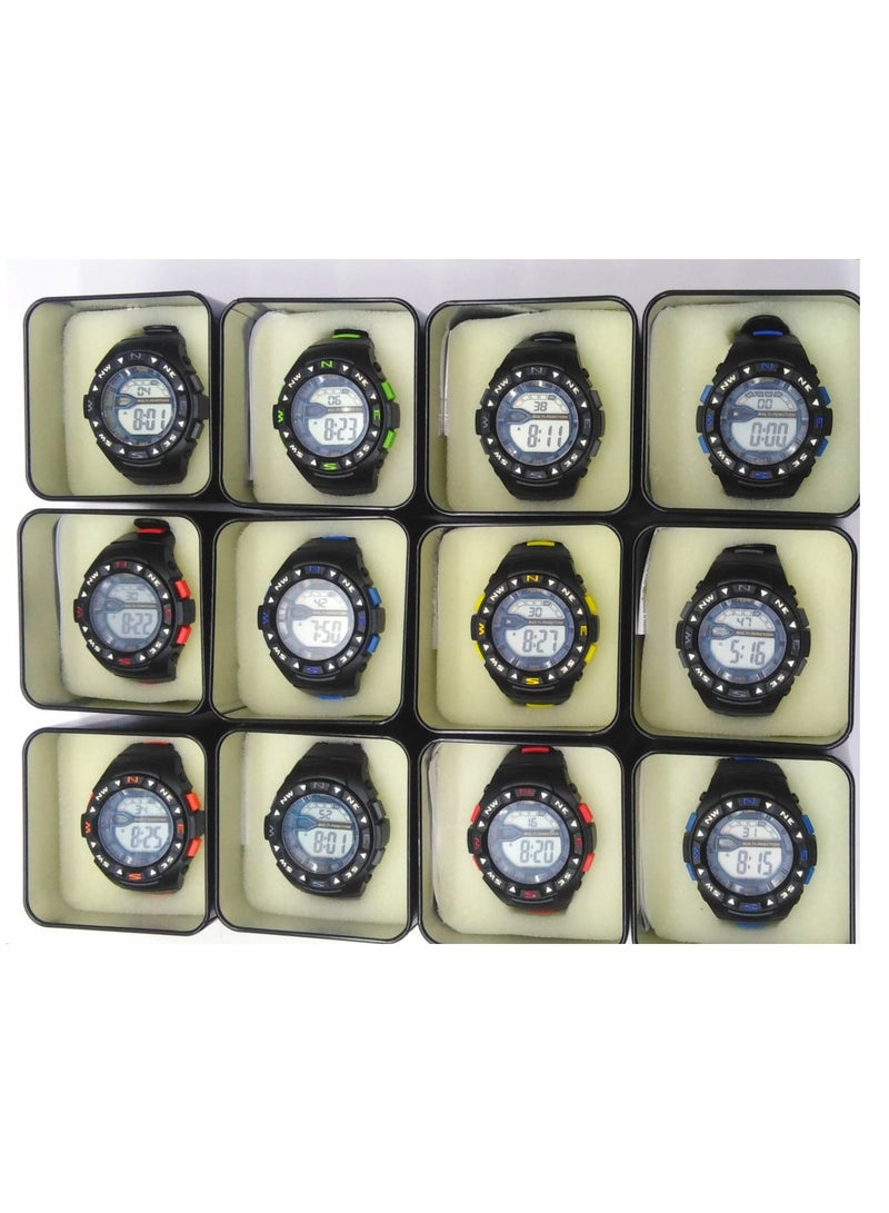 Children Digital Sports Watches, Water Resistant,Set of 6