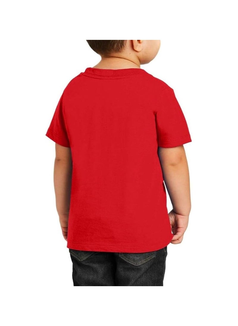 Christmas Emoji Kids Red T-Shirt For Boys–Soft Cotton Round Neck Short Sleeve T-Shirt With Smiley Face Emoji–Great For Parties