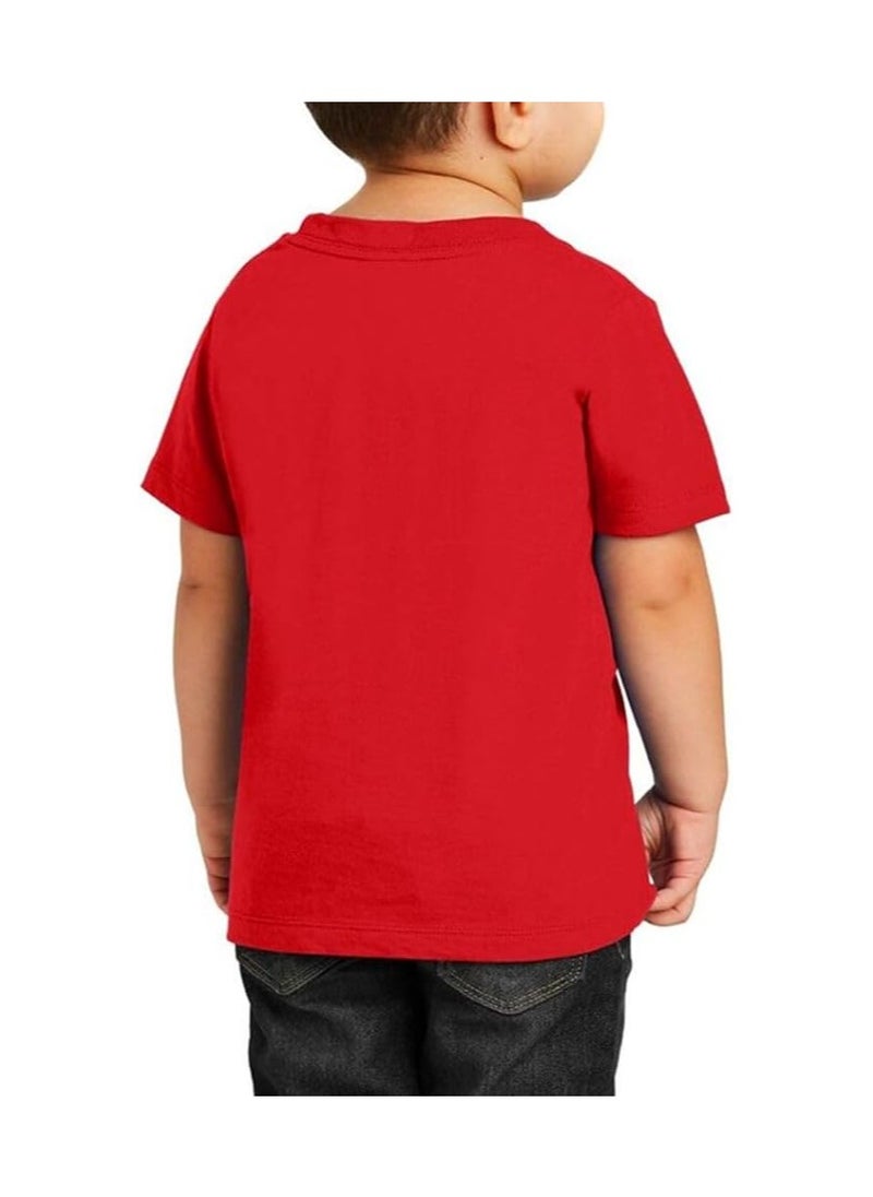 Christmas Emoji Kids Red T-Shirt For Boys–Soft Cotton Round Neck Short Sleeve T-Shirt With Smiley Face Emoji–Great For Parties