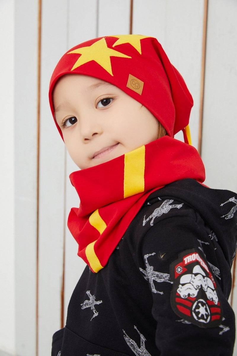 Yellow Red Fanatic Hat Beanie Soft Double Layer Sports Cotton Combed Cotton