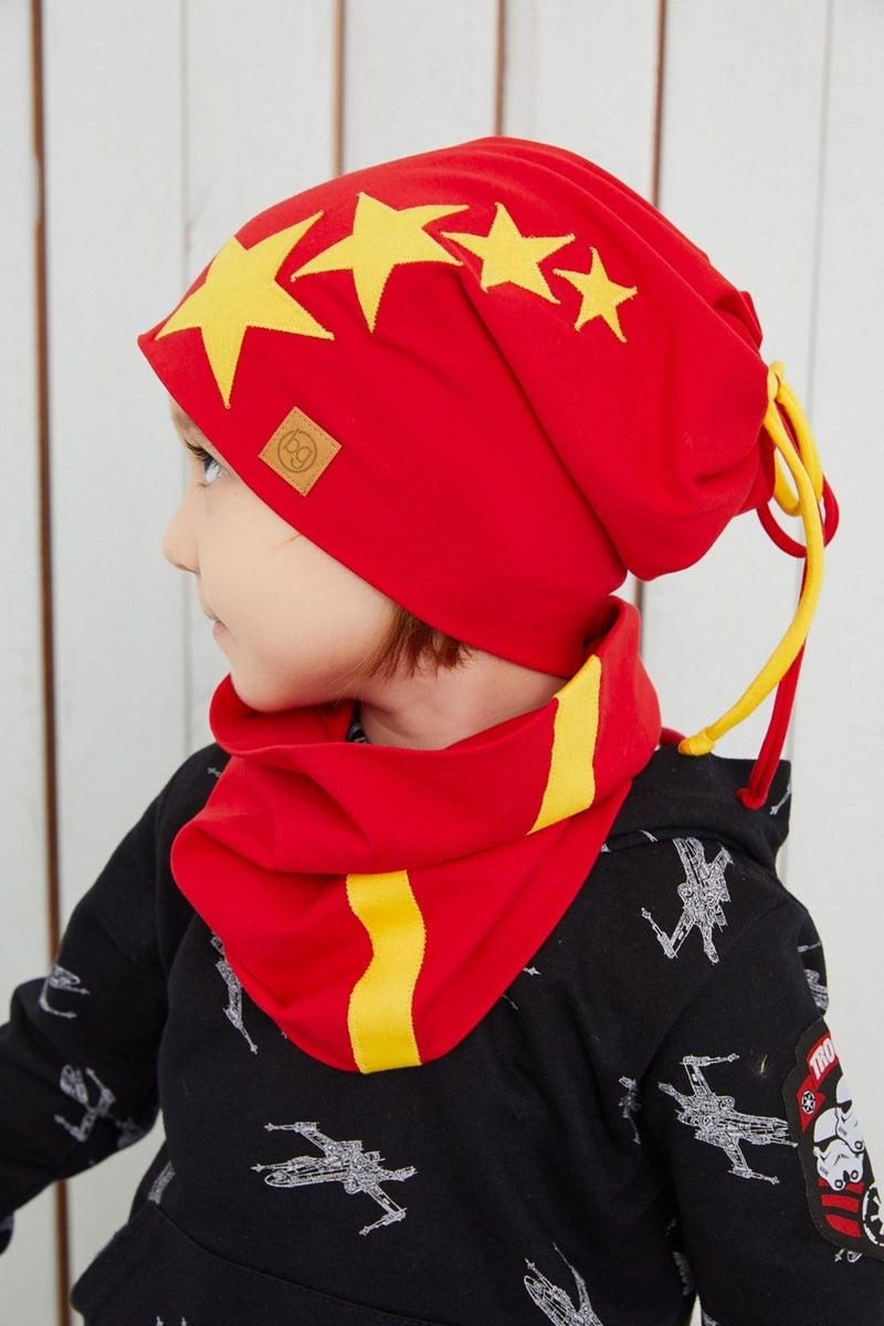 Yellow Red Fanatic Hat Beanie Soft Double Layer Sports Cotton Combed Cotton