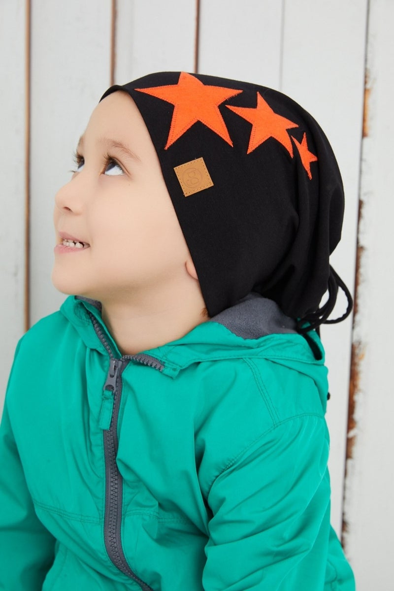 Orange Black Boy Baby Hat Beanie Soft Double Layer Sports Cotton Combed Cotton