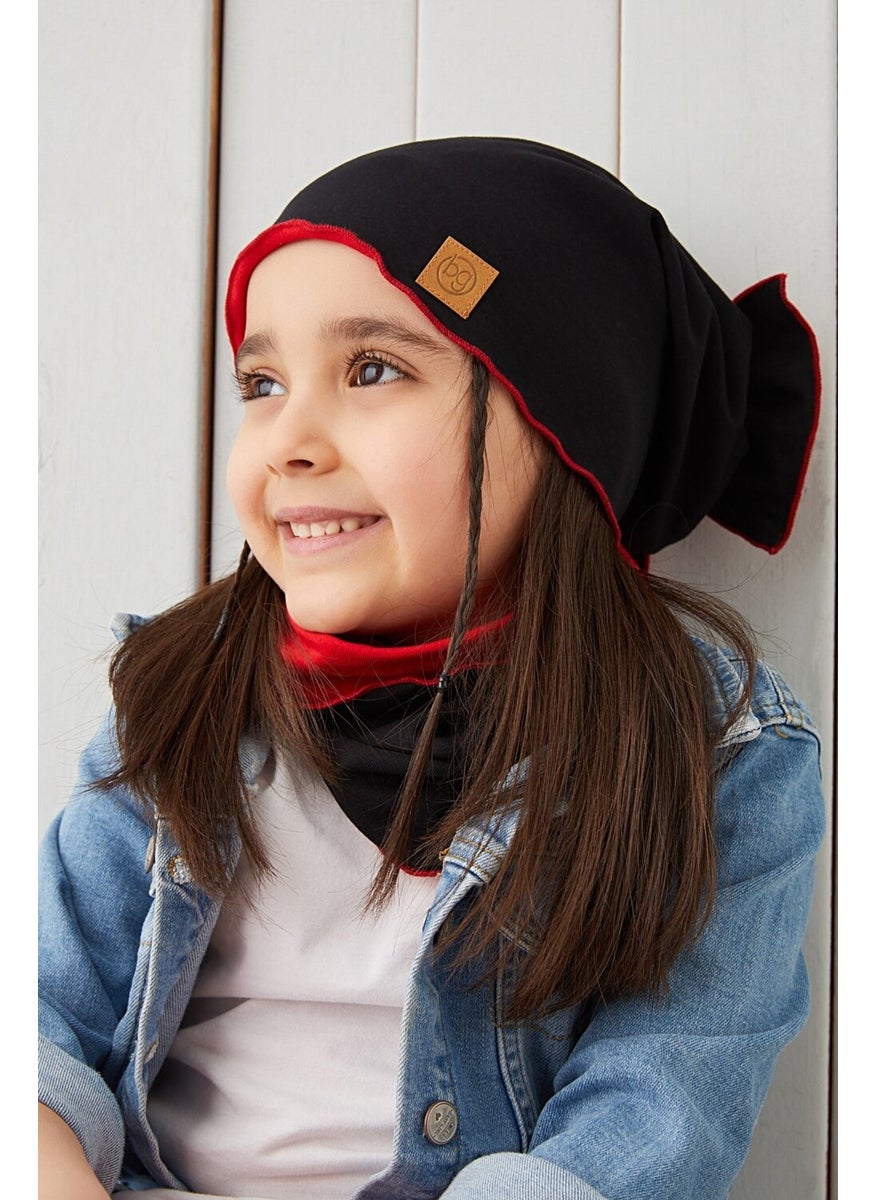 Black Red Children's Baby Hat Beanie Soft Cotton Combed Cotton