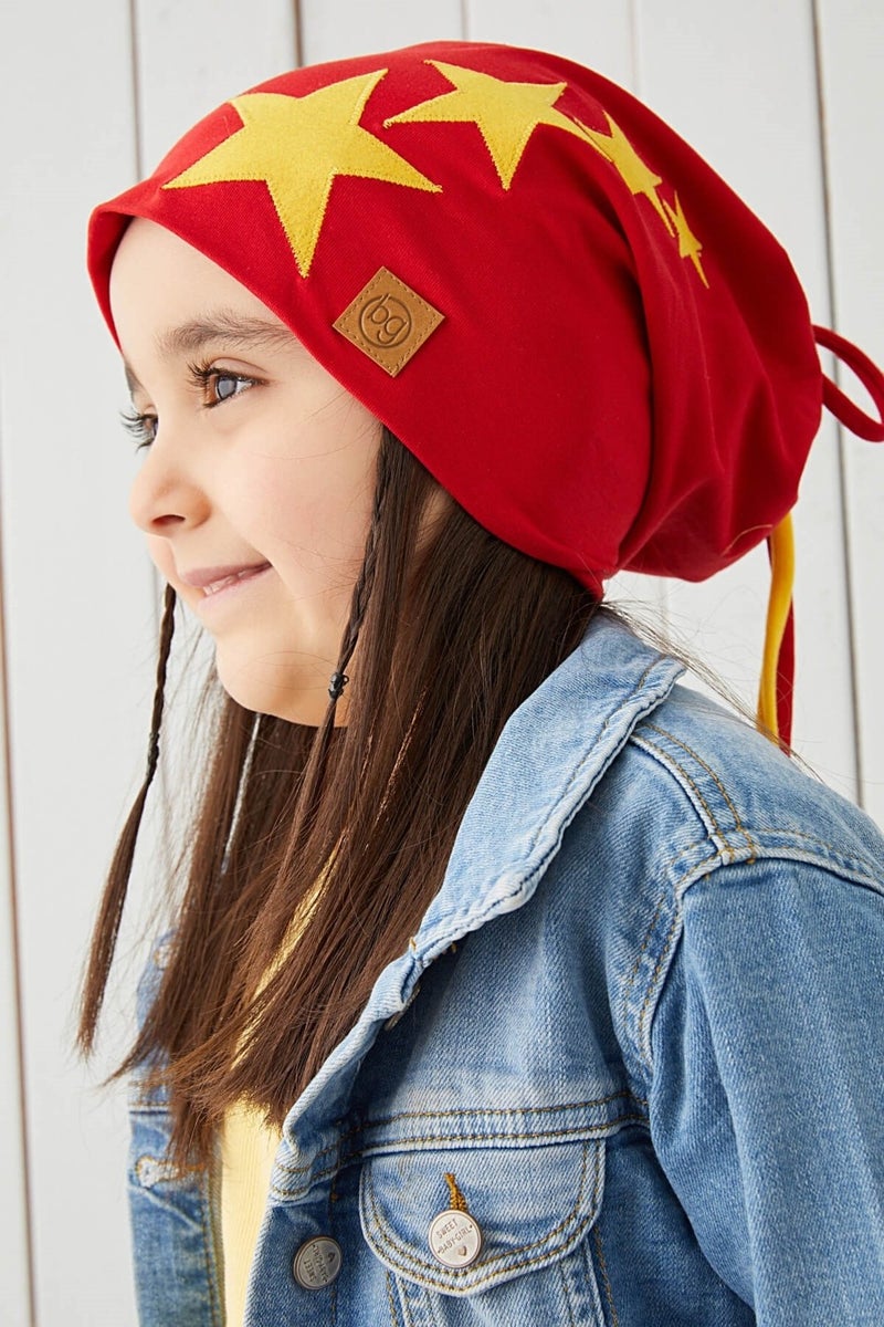 Yellow Red Fanatik Children's Baby Hat Beanie Soft Double-Decker Sports Cotton Combed Cotton