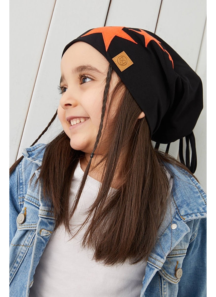 Orange Black Girl Child Baby Hat Beanie Soft Double Layer Sports Cotton Combed Cotton